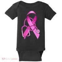 Breast Cancer Awareness Pink Ribbon Stethoscope Baby Bodysuit thumb 0