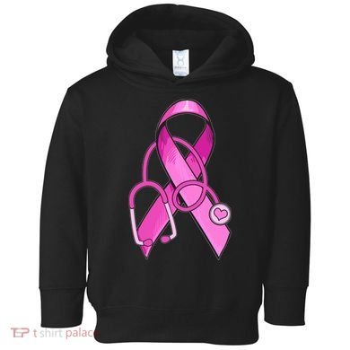 Breast Cancer Awareness Pink Ribbon Stethoscope Toddler Hoodie