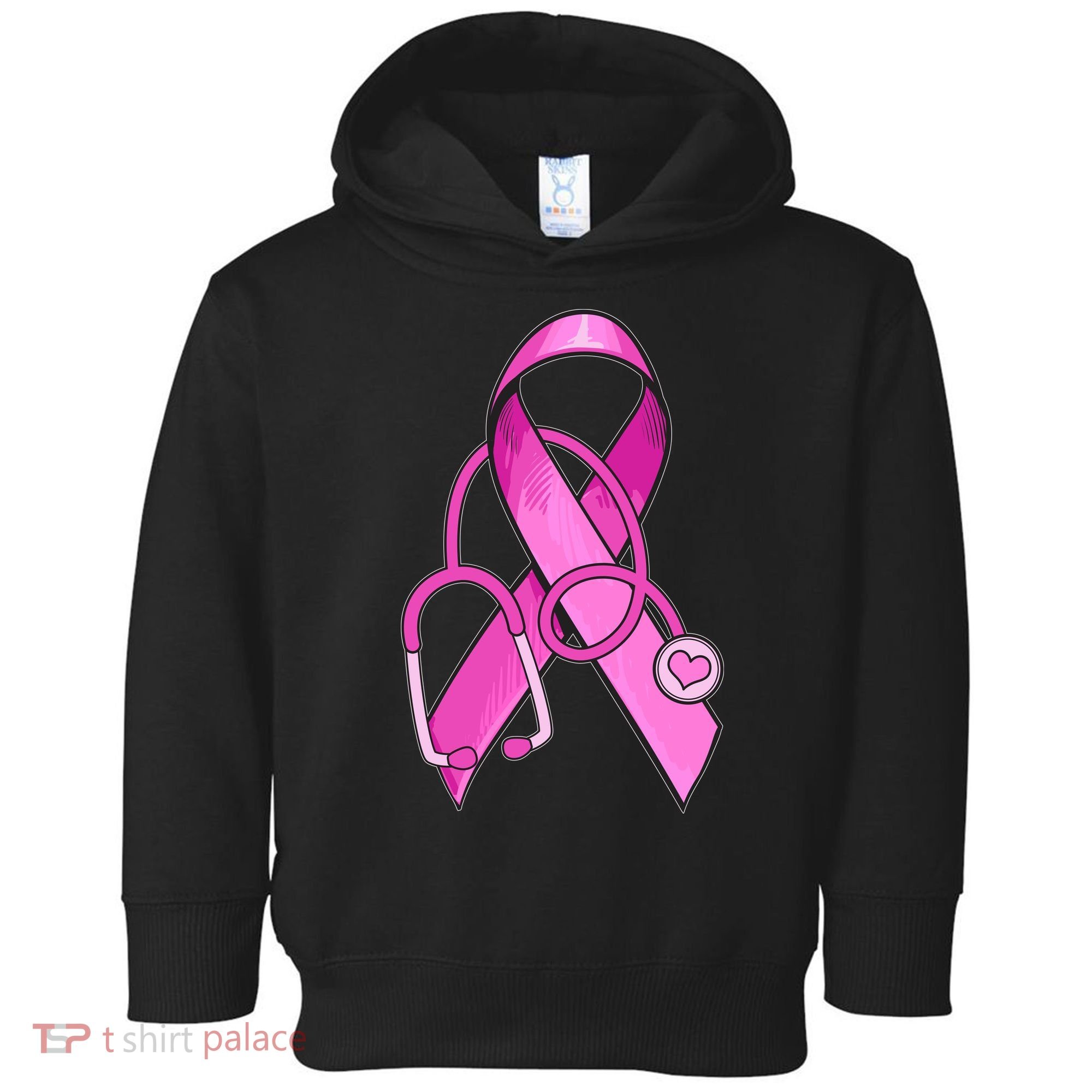 Breast Cancer Awareness Pink Ribbon Stethoscope Toddler Hoodie