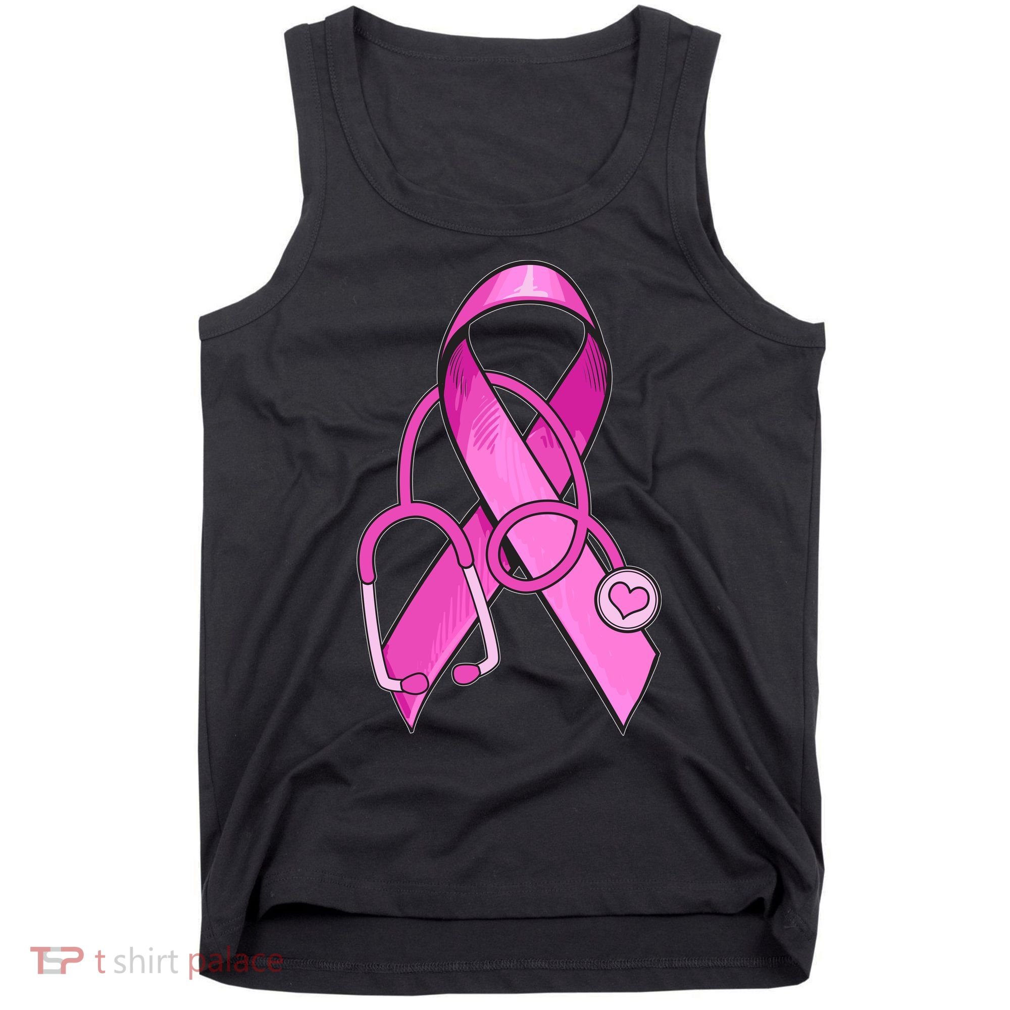 Breast Cancer Awareness Pink Ribbon Stethoscope Tank Top
