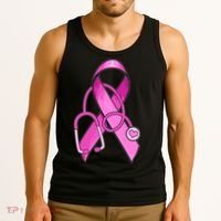 Breast Cancer Awareness Pink Ribbon Stethoscope Tank Top thumb 3