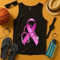 Breast Cancer Awareness Pink Ribbon Stethoscope Tank Top thumb 4