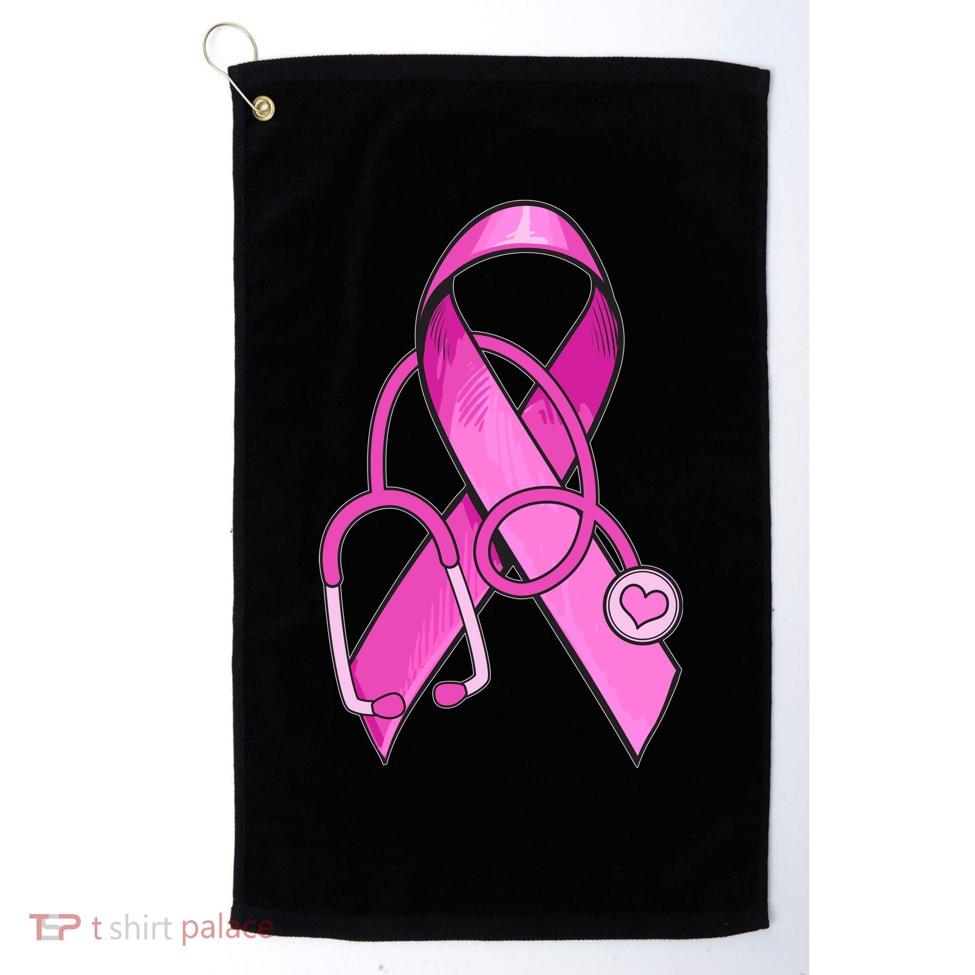 Breast Cancer Awareness Pink Ribbon Stethoscope Golf Towel