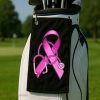 Breast Cancer Awareness Pink Ribbon Stethoscope Golf Towel thumb 2