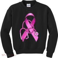 Breast Cancer Awareness Pink Ribbon Stethoscope Kids Sweatshirt thumb 0
