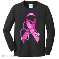 Breast Cancer Awareness Pink Ribbon Stethoscope Kids Long Sleeve Shirt thumb 0