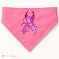 Breast Cancer Awareness Pink Ribbon Stethoscope USA-Made Doggie Bandana thumb 0