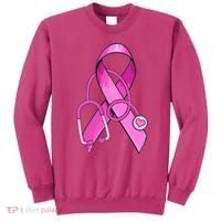 Breast Cancer Awareness Pink Ribbon Stethoscope Sweatshirt thumb 0