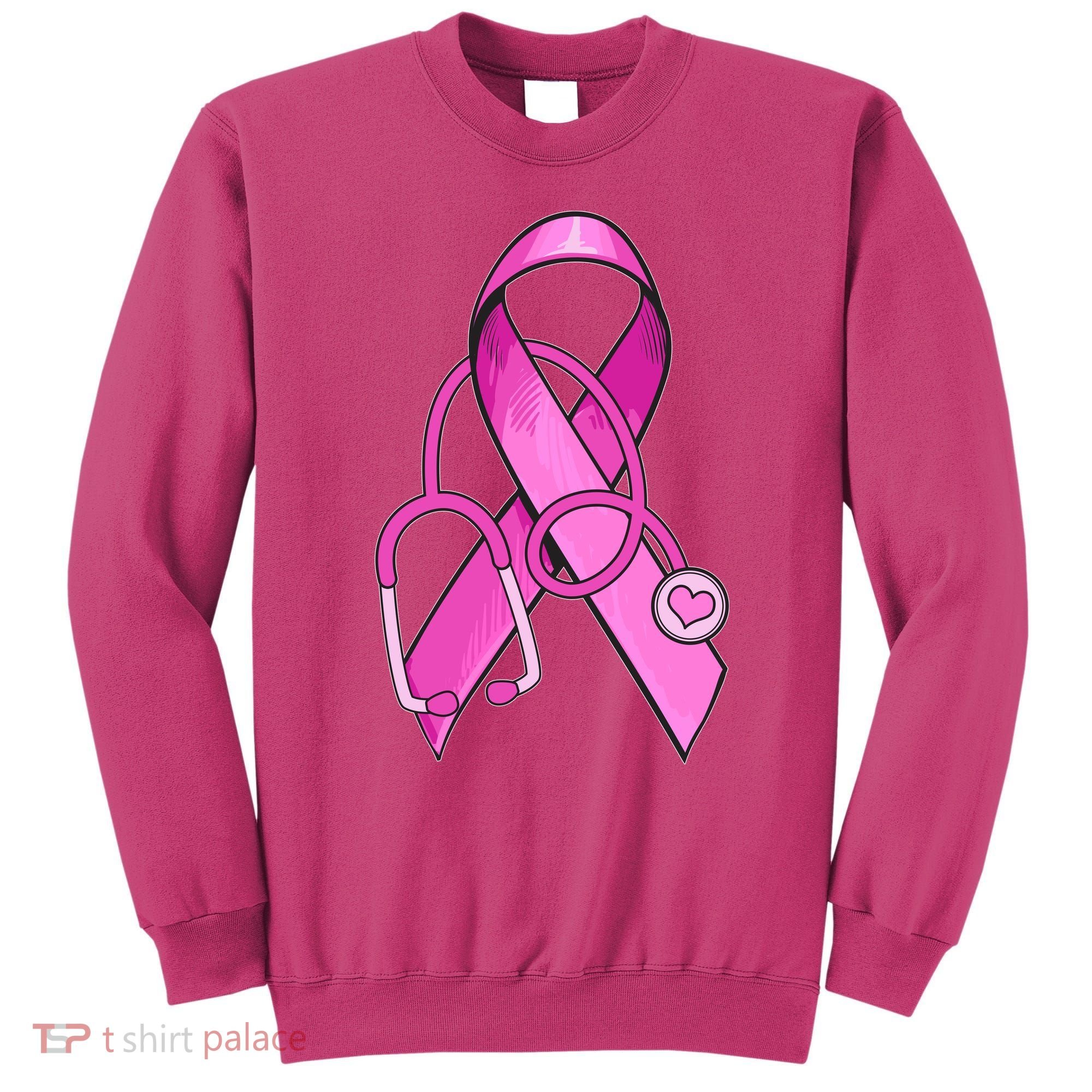 Breast Cancer Awareness Pink Ribbon Stethoscope Sweatshirt