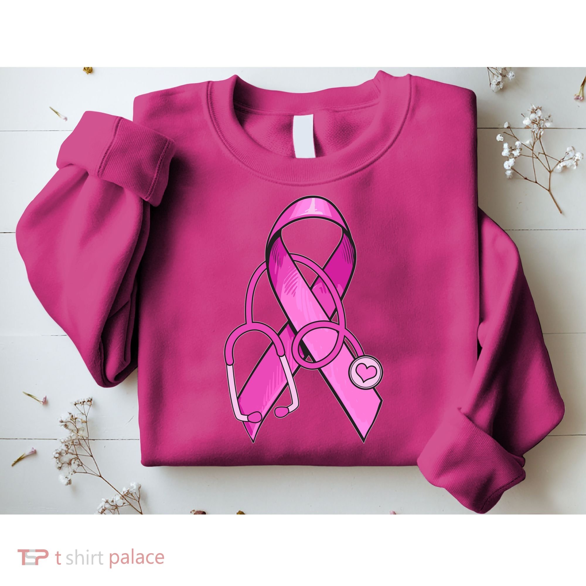 Breast Cancer Awareness Pink Ribbon Stethoscope Sweatshirt