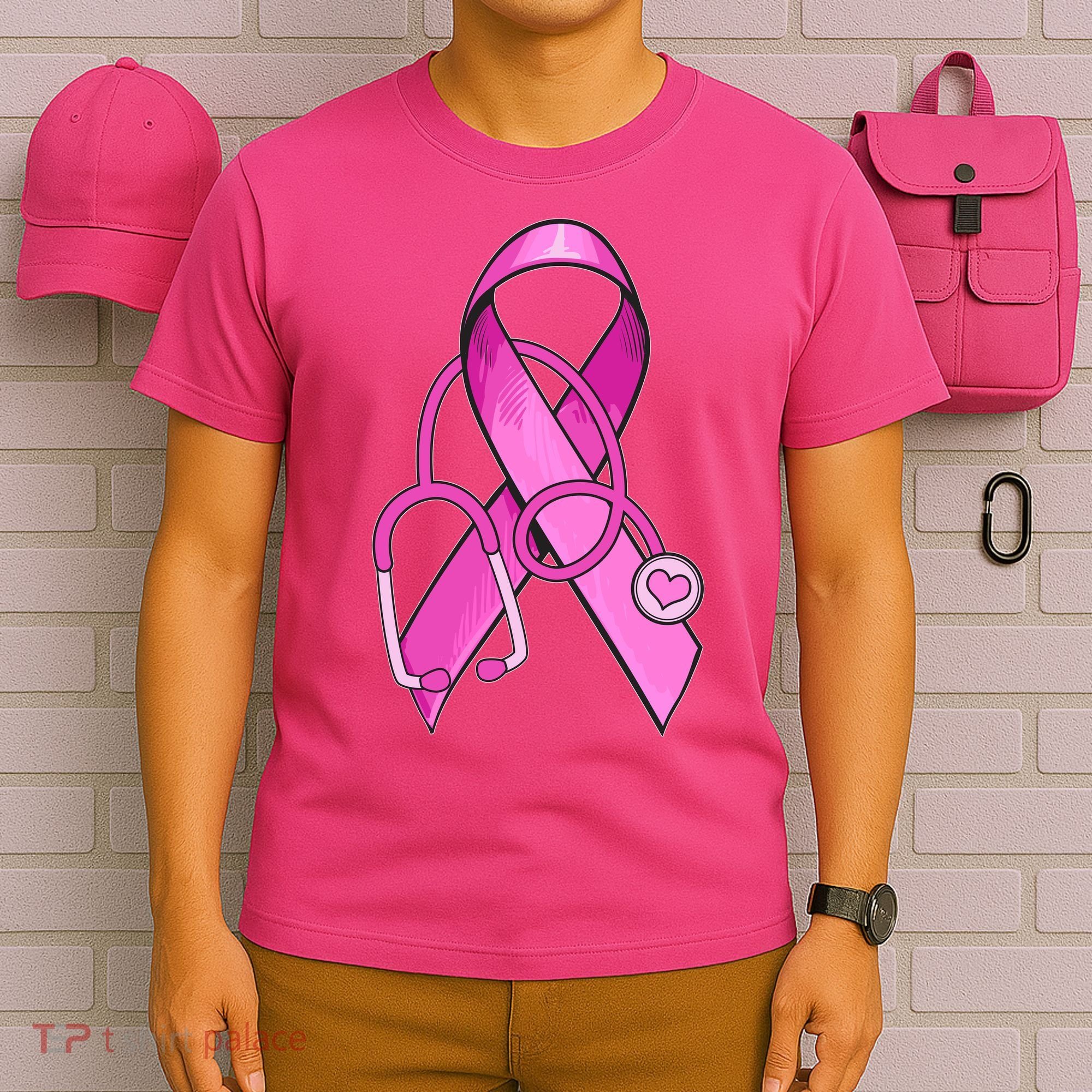 Breast Cancer Awareness Pink Ribbon Stethoscope T-Shirt