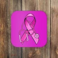 Breast Cancer Awareness Pink Ribbon Stethoscope Coaster thumb 0