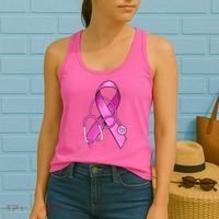 Breast Cancer Awareness Pink Ribbon Stethoscope Women's Tank Top thumb 2
