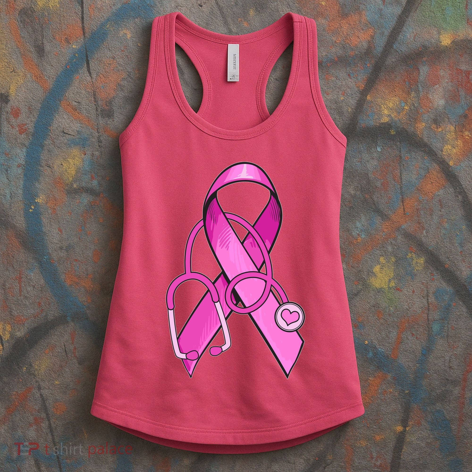 Breast Cancer Awareness Pink Ribbon Stethoscope Women's Tank Top
