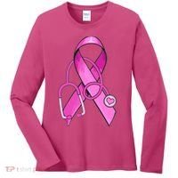 Breast Cancer Awareness Pink Ribbon Stethoscope Women's Long Sleeve Shirt thumb 0