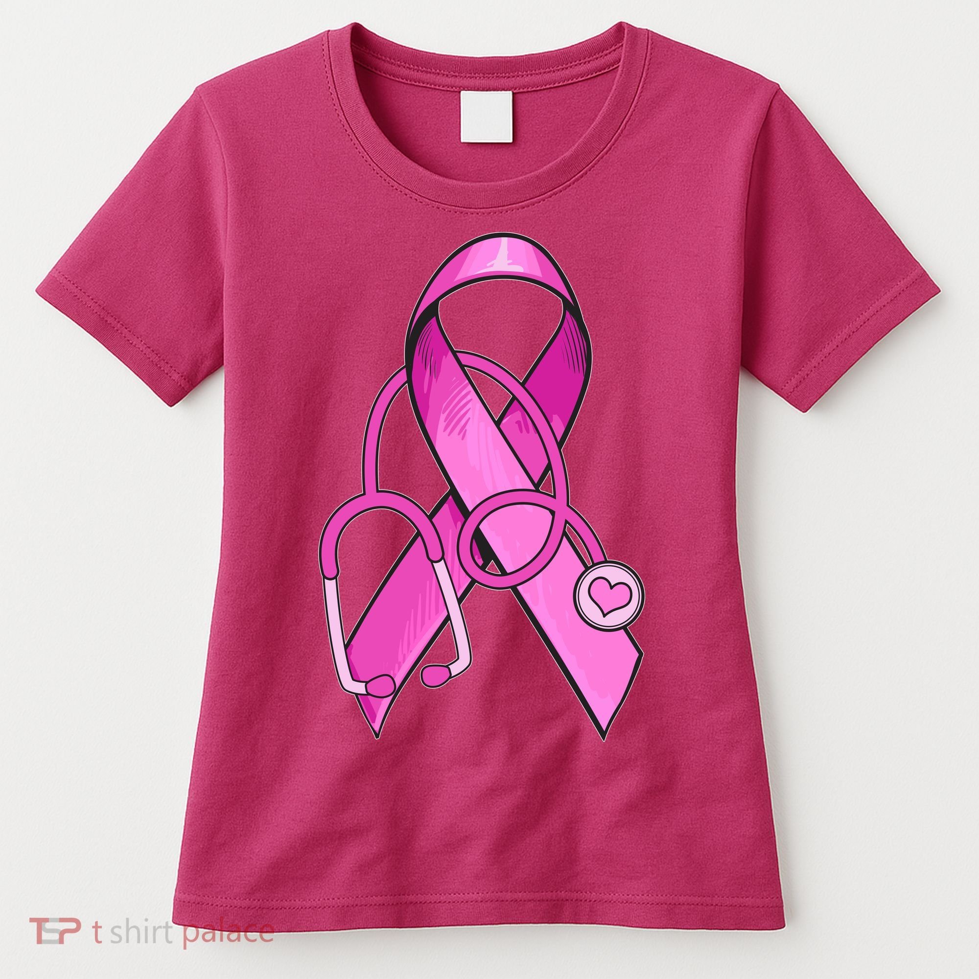 Breast Cancer Awareness Pink Ribbon Stethoscope Women's T-Shirt
