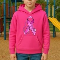 Breast Cancer Awareness Pink Ribbon Stethoscope Kids Hoodie thumb 2