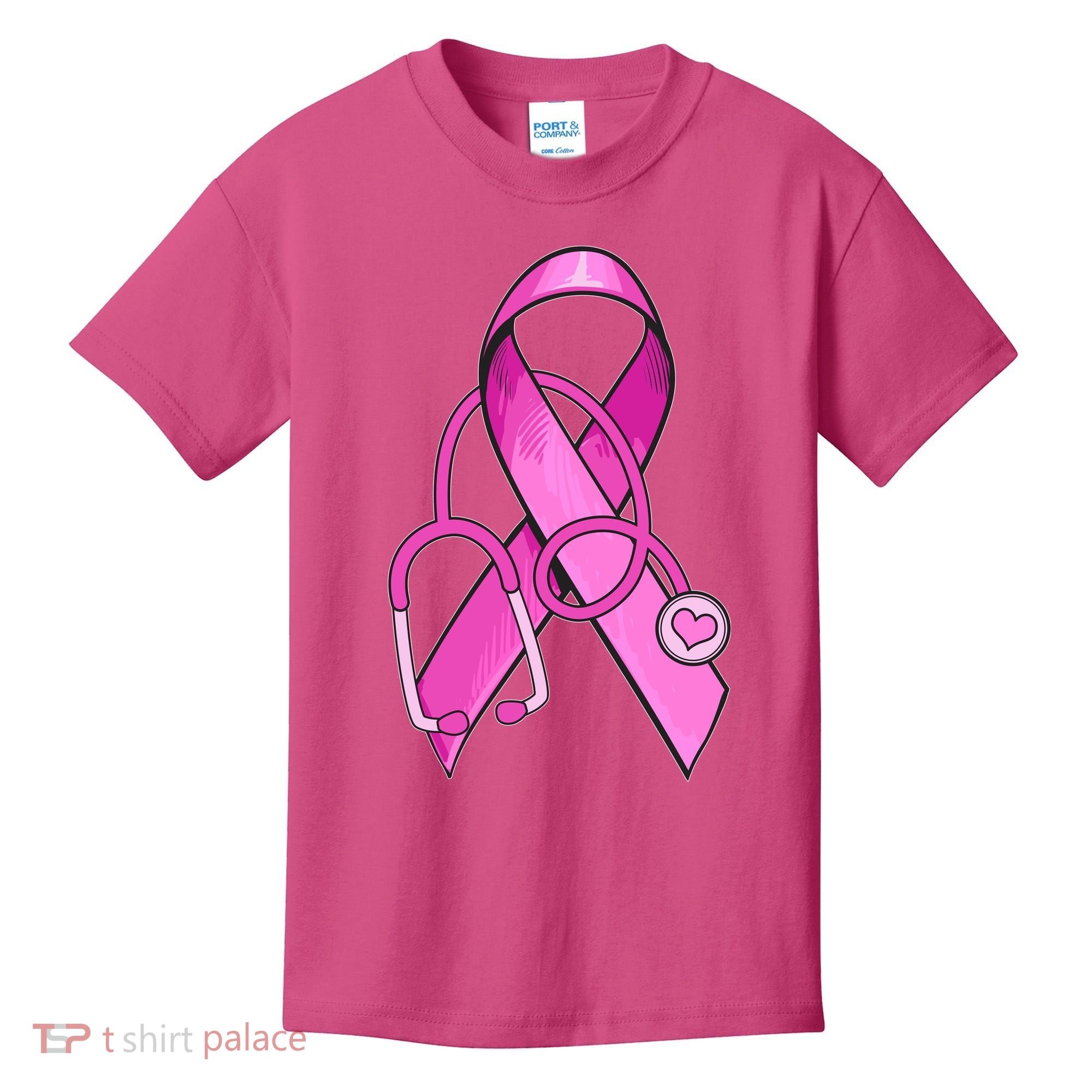 Breast Cancer Awareness Pink Ribbon Stethoscope Kids T-Shirt