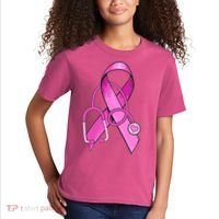 Breast Cancer Awareness Pink Ribbon Stethoscope Kids T-Shirt thumb 2