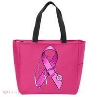 Breast Cancer Awareness Pink Ribbon Stethoscope Tote Bag thumb 0