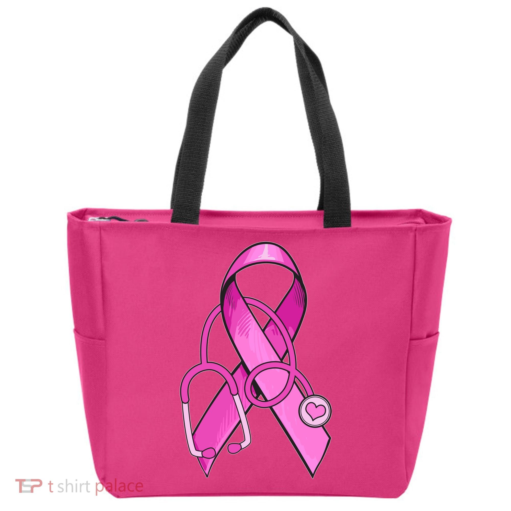 Breast Cancer Awareness Pink Ribbon Stethoscope Tote Bag