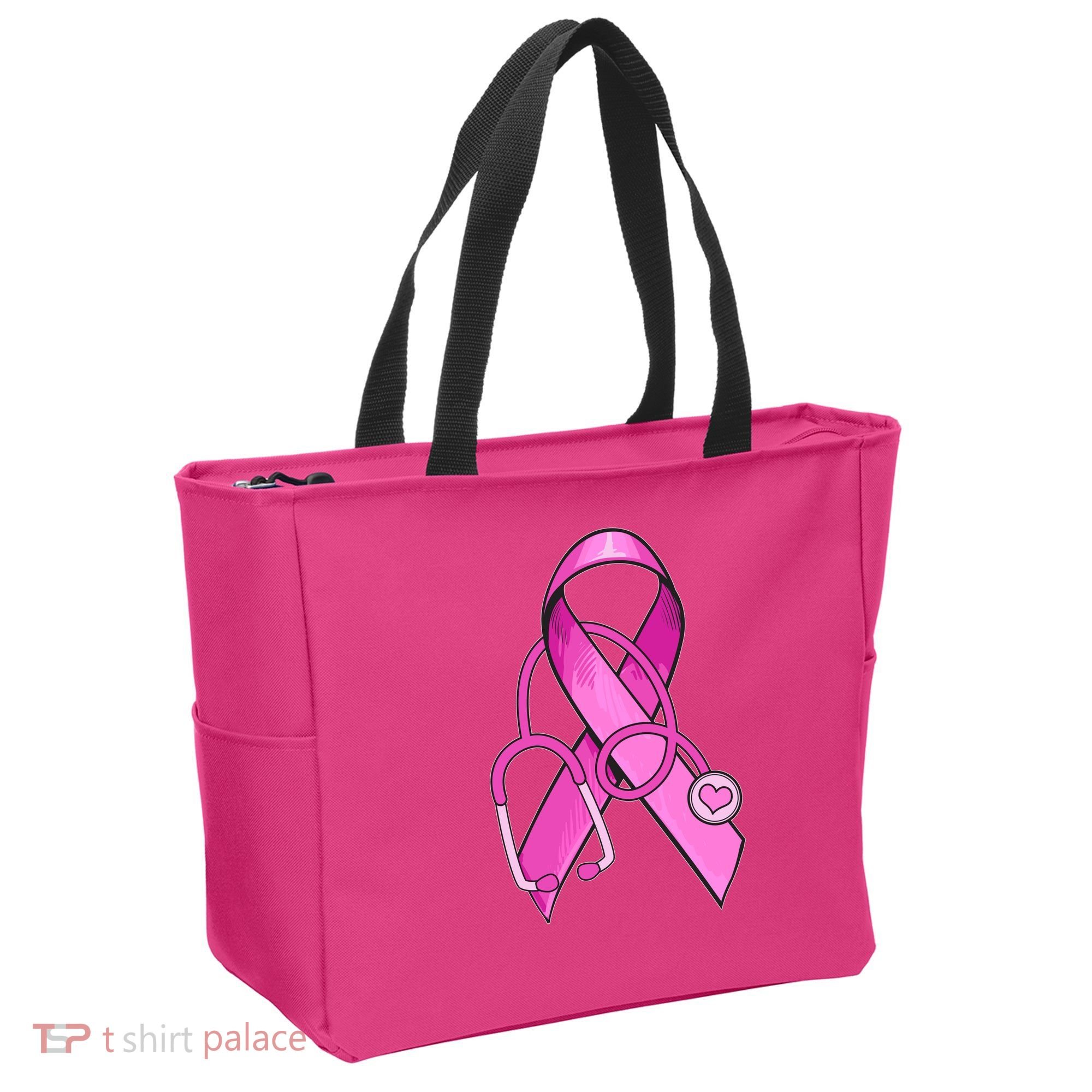 Breast Cancer Awareness Pink Ribbon Stethoscope Tote Bag