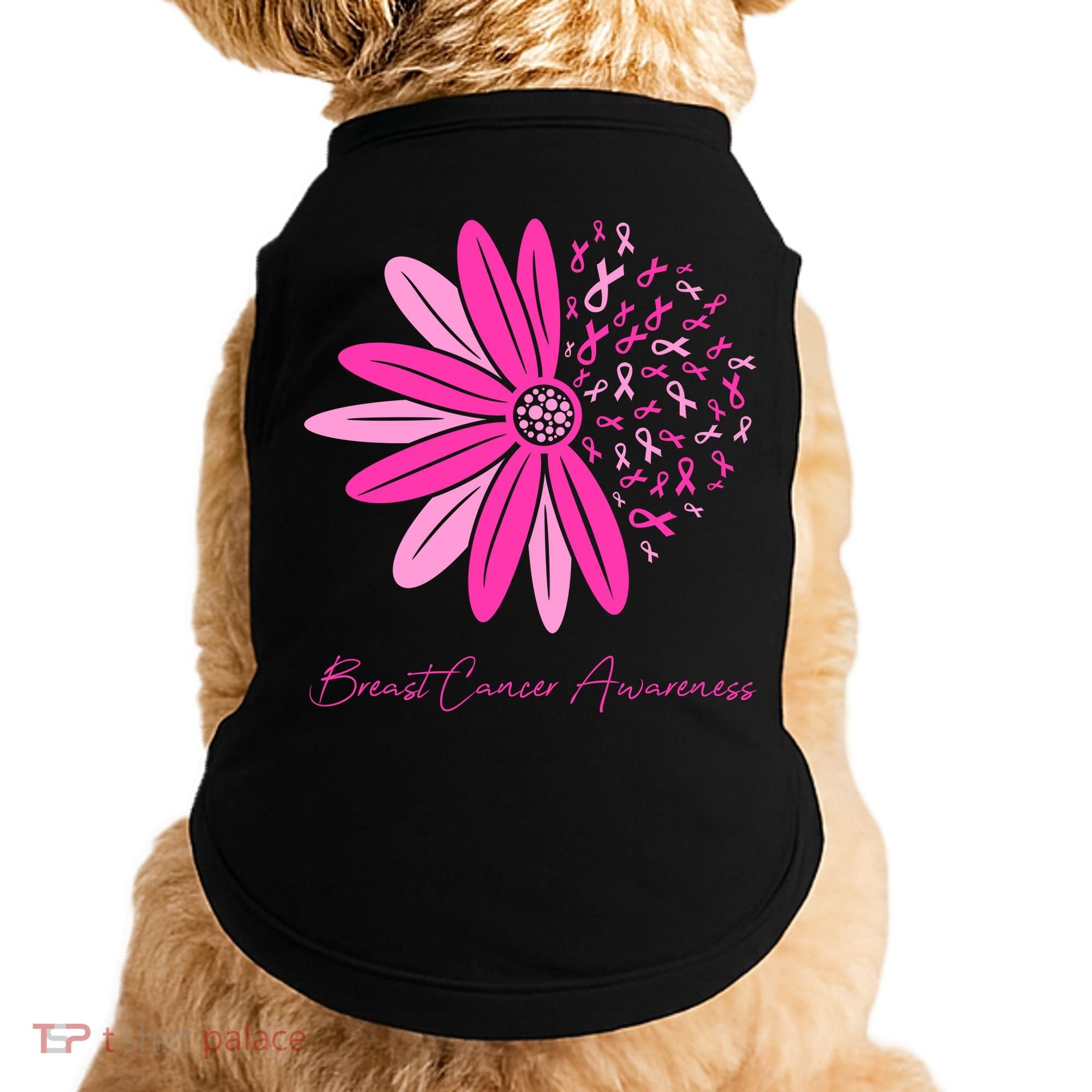 Breast Cancer Awareness Sunflower Ribbon Doggie Tank