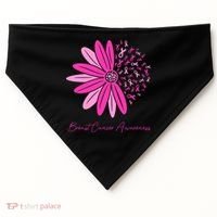 Breast Cancer Awareness Sunflower Ribbon USA-Made Doggie Bandana thumb 0