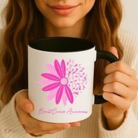 Breast Cancer Awareness Sunflower Ribbon Coffee Mug thumb 3