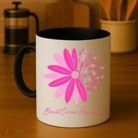 Breast Cancer Awareness Sunflower Ribbon Coffee Mug thumb 4