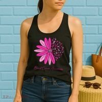 Breast Cancer Awareness Sunflower Ribbon Women's Tank Top thumb 2