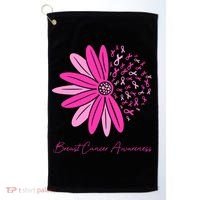 Breast Cancer Awareness Sunflower Ribbon Golf Towel thumb 0