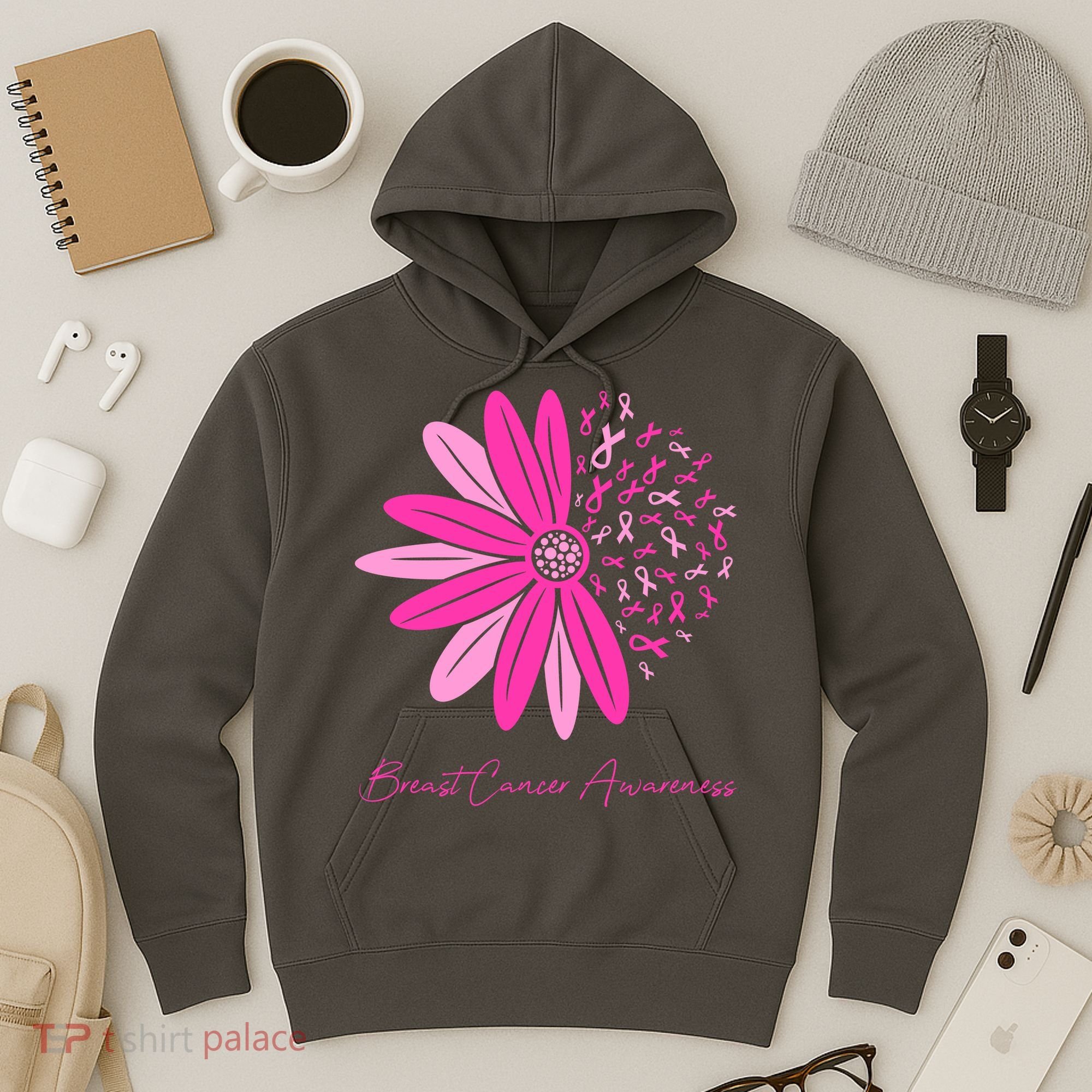 Breast Cancer Awareness Sunflower Ribbon Hoodie
