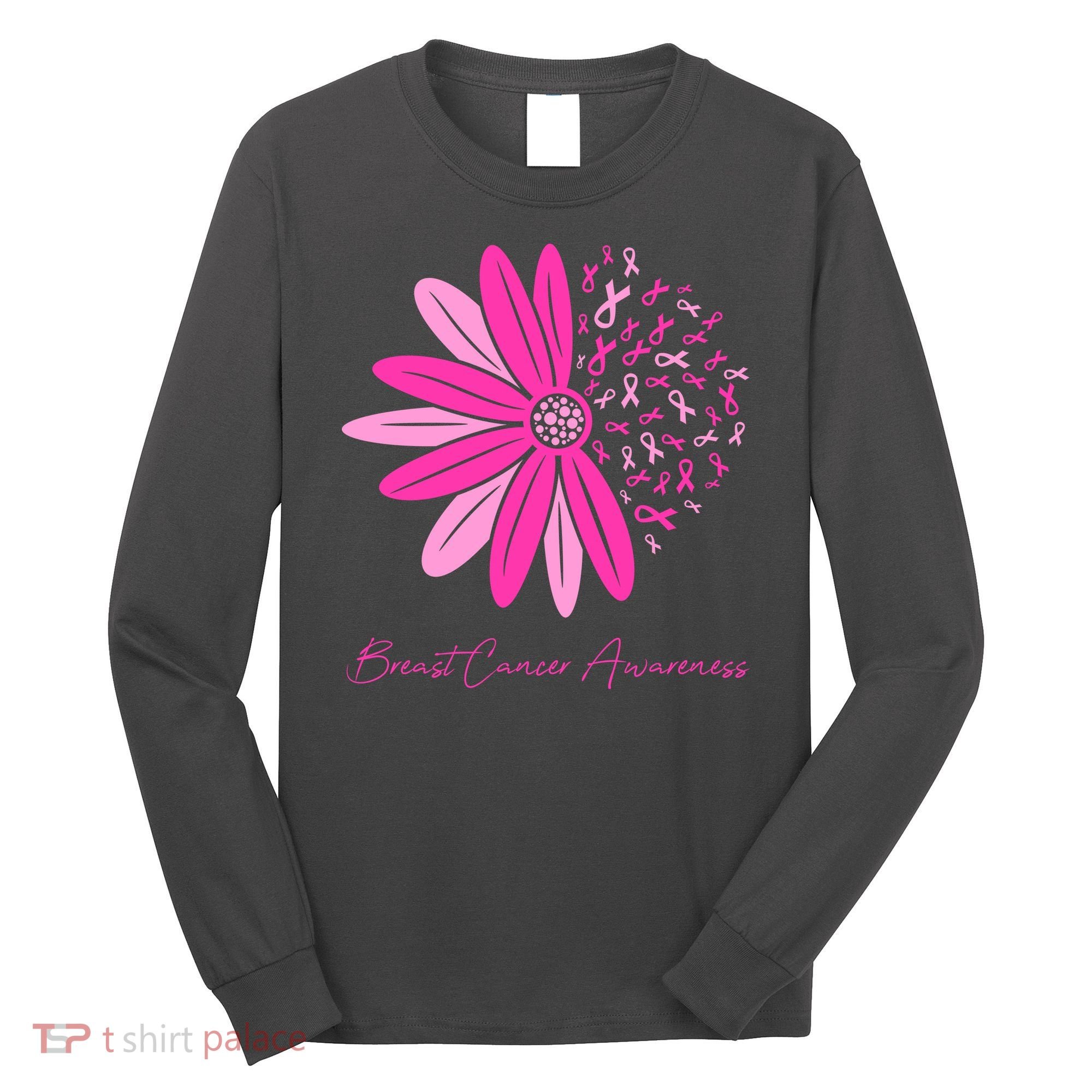 Breast Cancer Awareness Sunflower Ribbon Long Sleeve Shirt