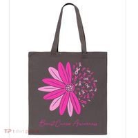 Breast Cancer Awareness Sunflower Ribbon Tote Bag thumb 0