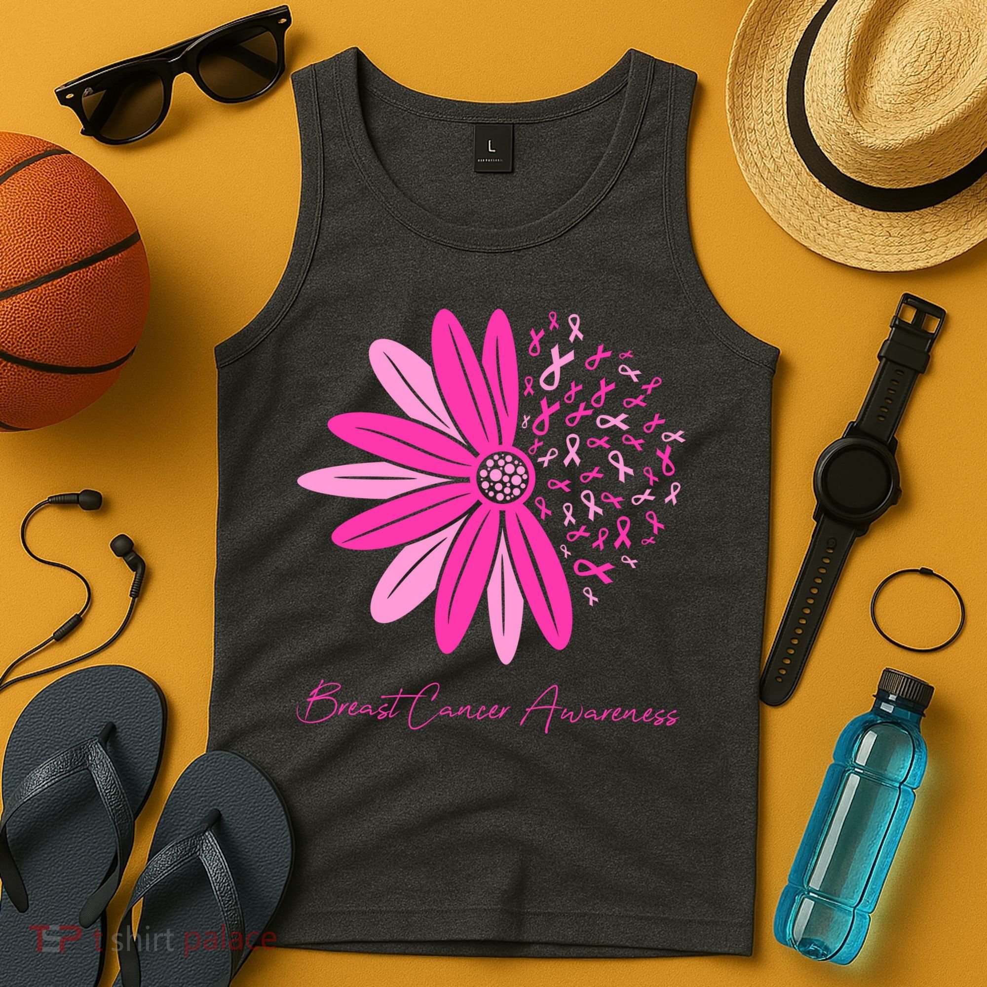 Breast Cancer Awareness Sunflower Ribbon Tank Top