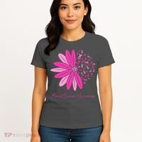 Breast Cancer Awareness Sunflower Ribbon Women's T-Shirt thumb 4