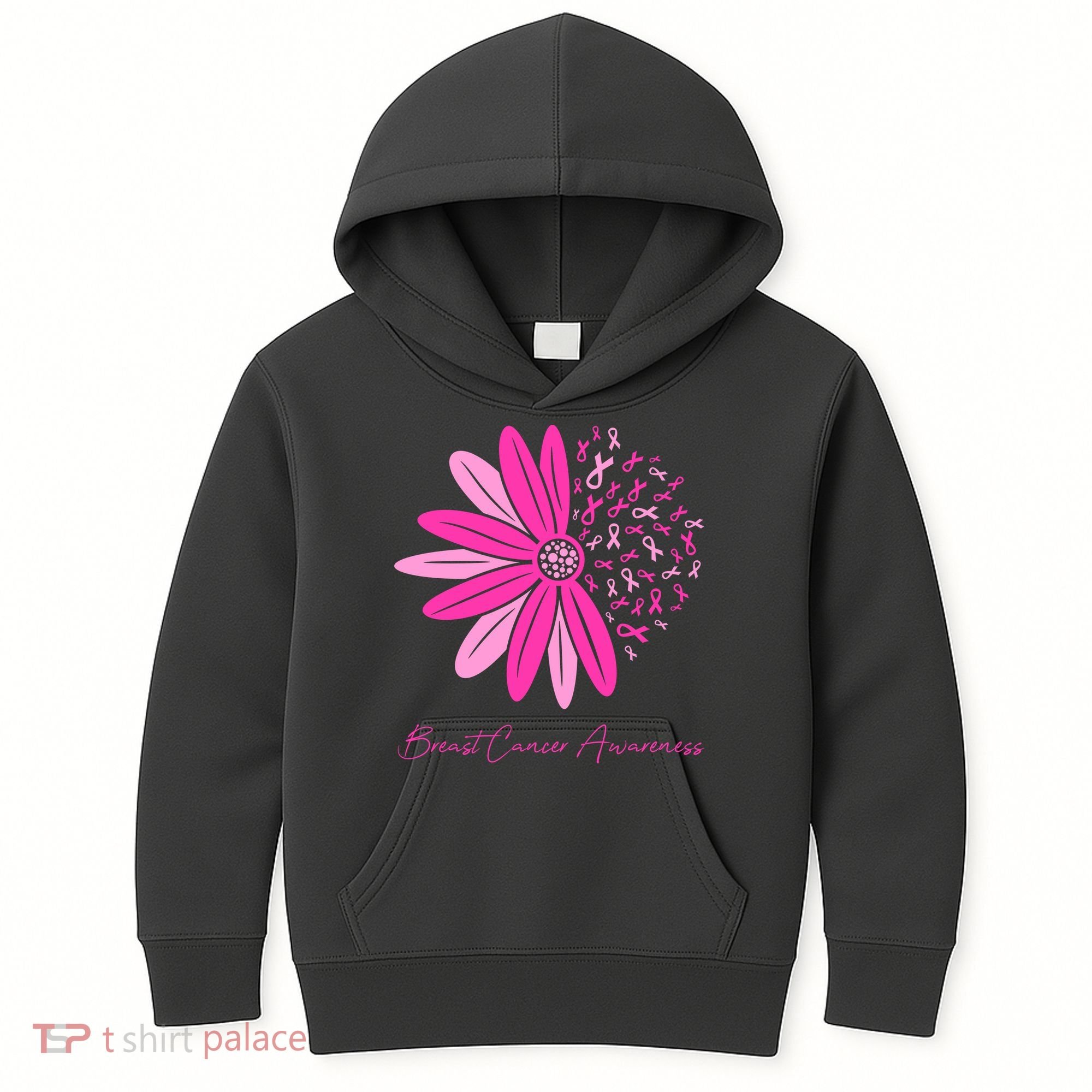 Breast Cancer Awareness Sunflower Ribbon Kids Hoodie