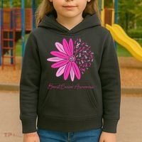 Breast Cancer Awareness Sunflower Ribbon Kids Hoodie thumb 3