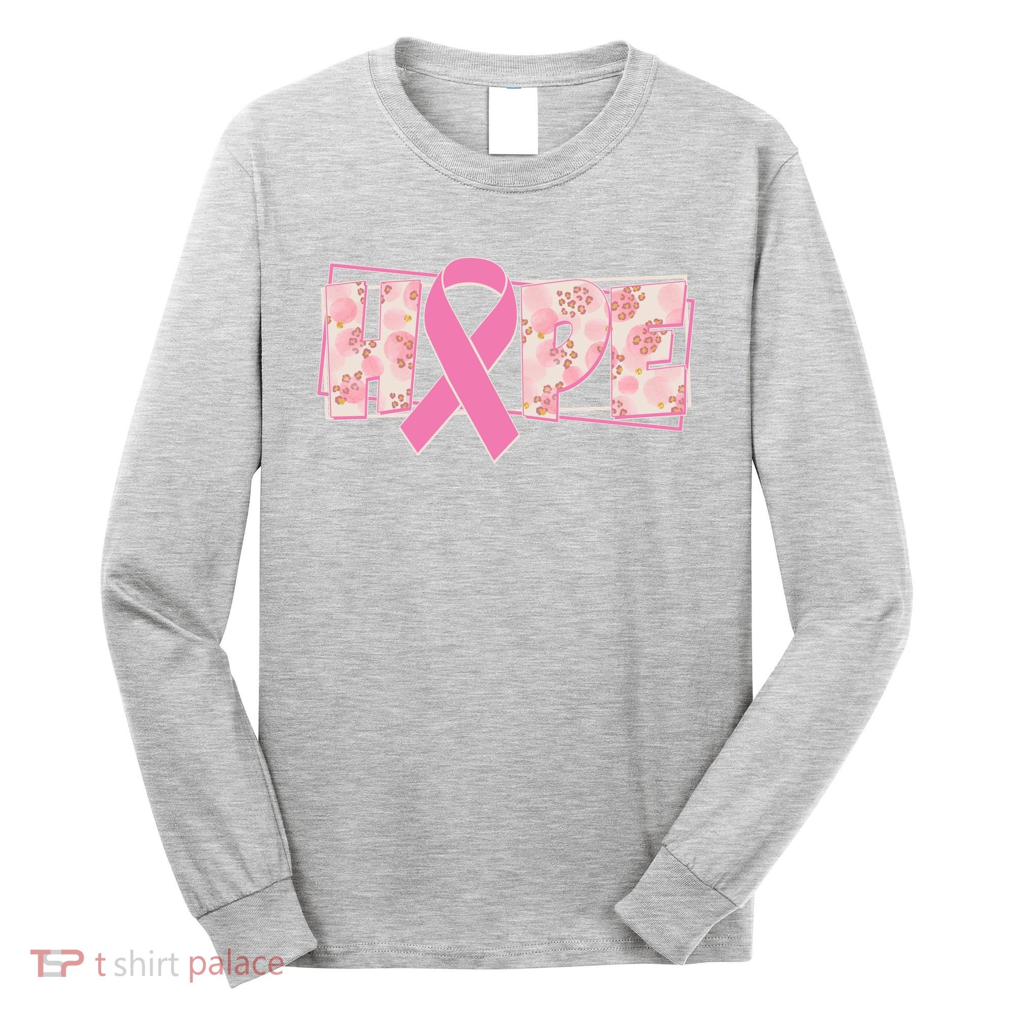 Breast Cancer Awareness Hope Leopard Print Long Sleeve Shirt
