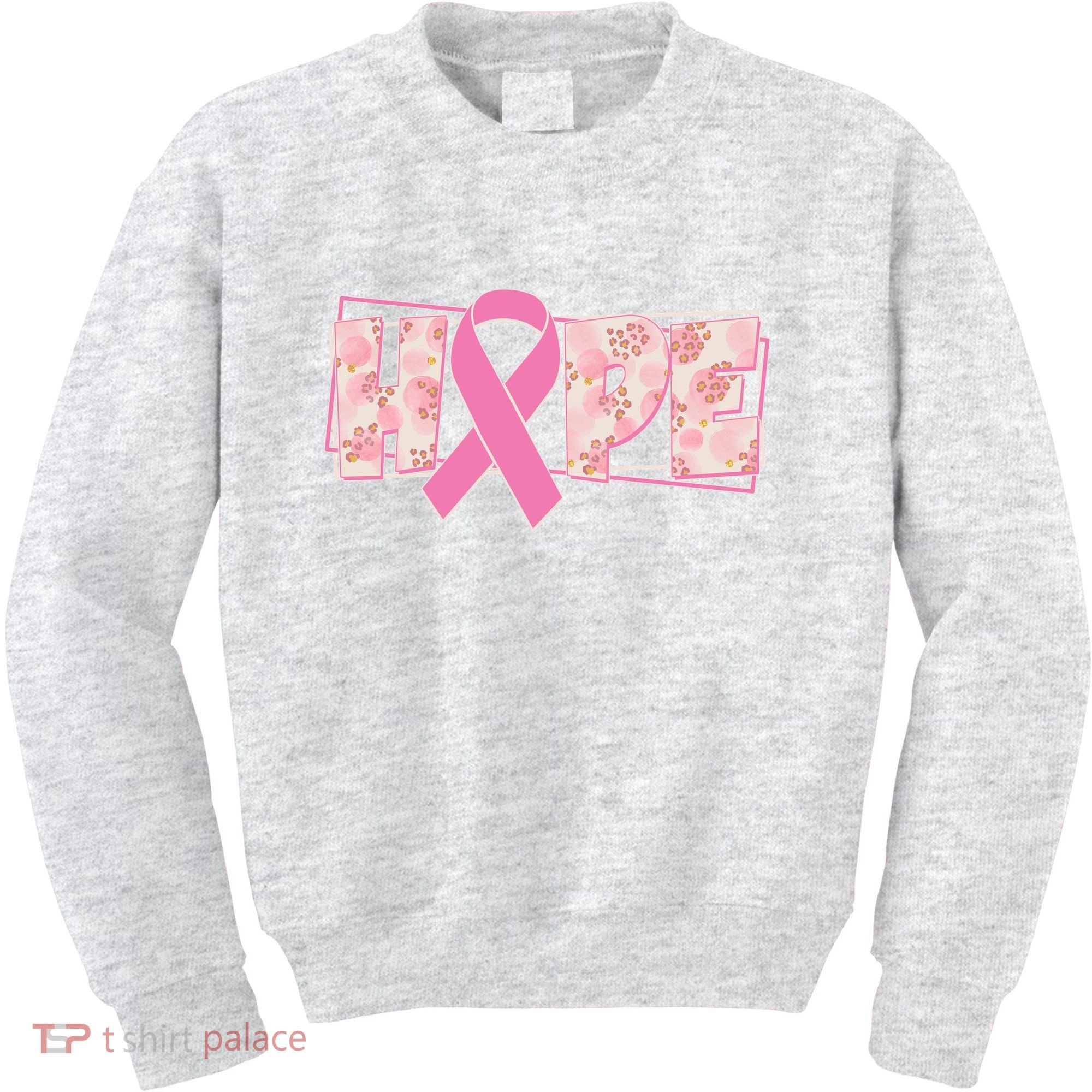 Breast Cancer Awareness Hope Leopard Print Kids Sweatshirt