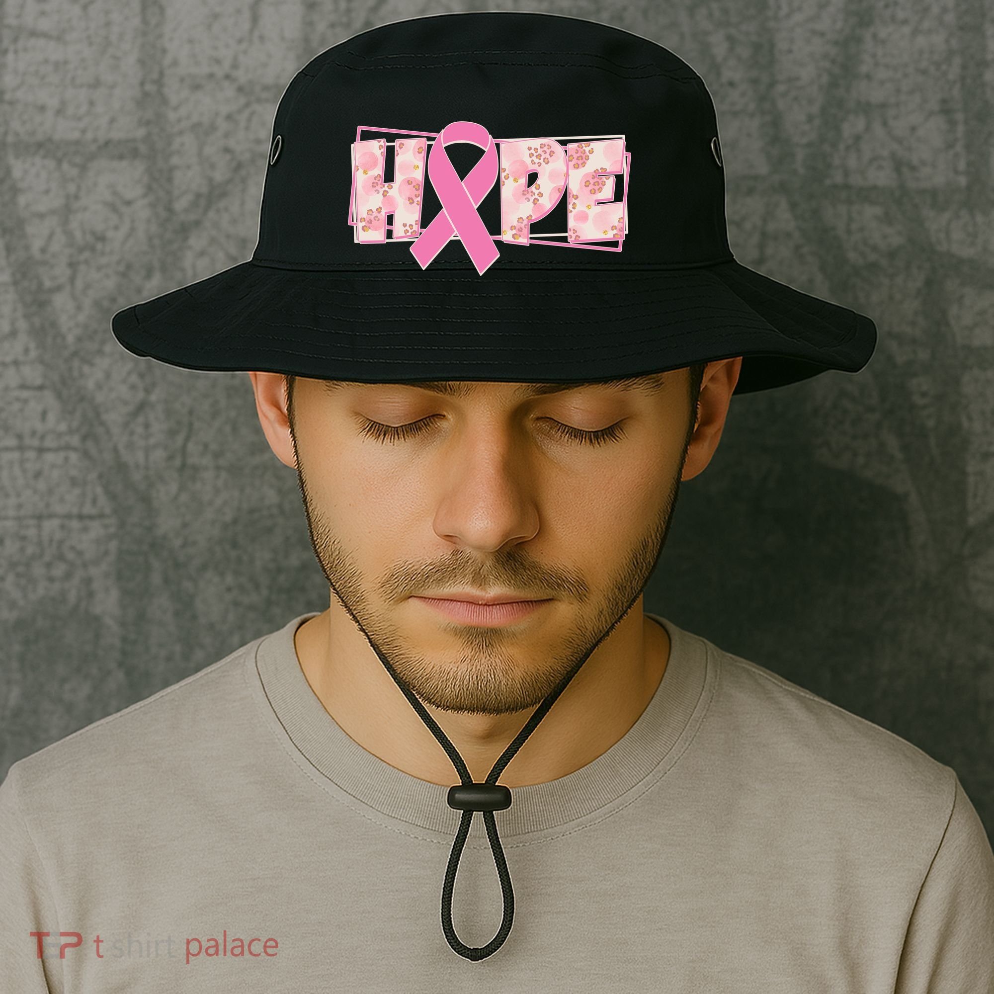 Breast Cancer Awareness Hope Leopard Print Bucket Hat