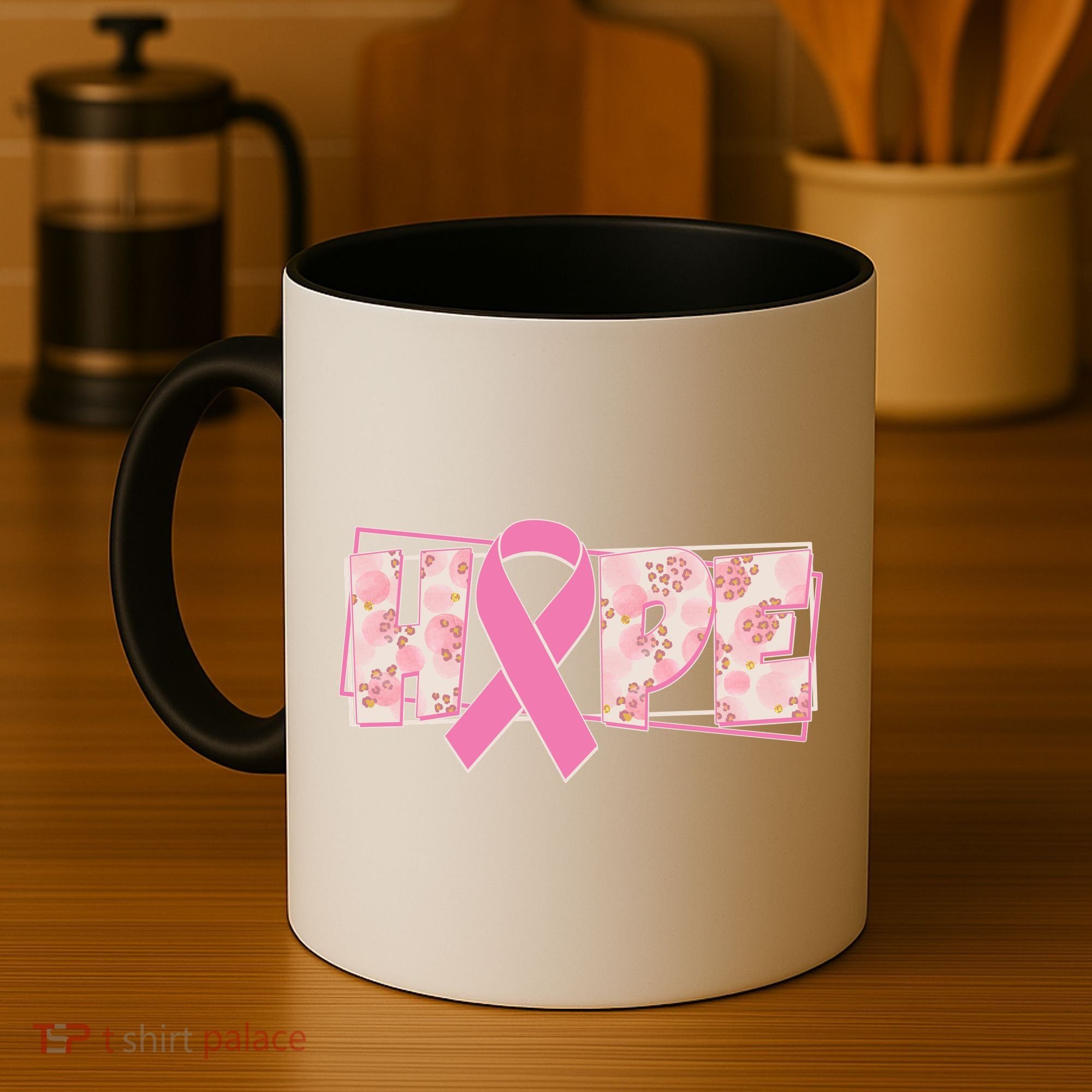 Breast Cancer Awareness Hope Leopard Print Coffee Mug