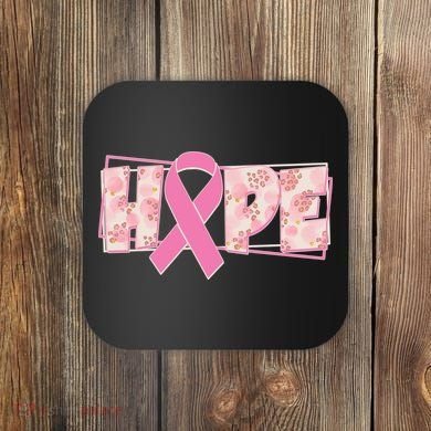 Breast Cancer Awareness Hope Leopard Print Coaster