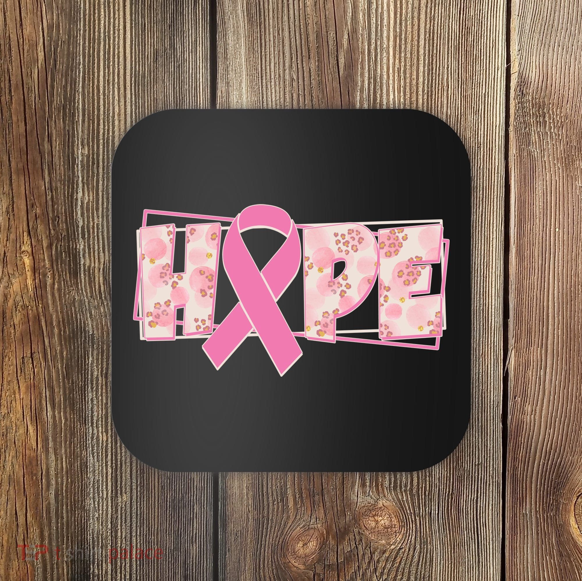 Breast Cancer Awareness Hope Leopard Print Coaster