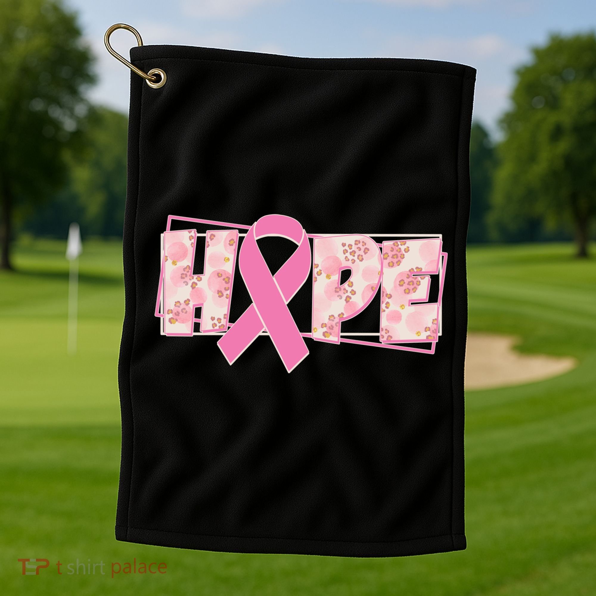 Breast Cancer Awareness Hope Leopard Print Golf Towel