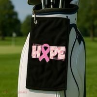 Breast Cancer Awareness Hope Leopard Print Golf Towel thumb 2