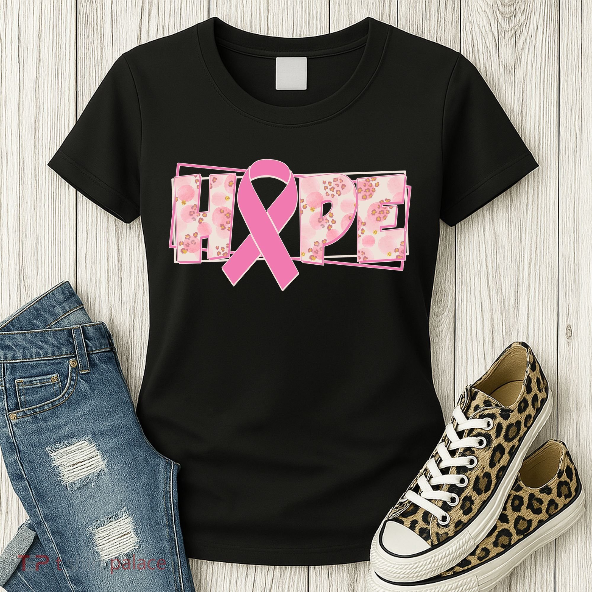 Breast Cancer Awareness Hope Leopard Print Women's T-Shirt