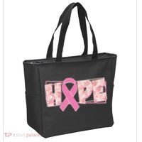 Breast Cancer Awareness Hope Leopard Print Tote Bag thumb 2