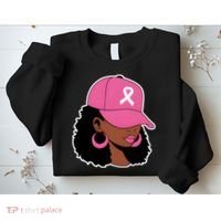 Breast Cancer Awareness Black Woman Pink Ribbon Sweatshirt thumb 2